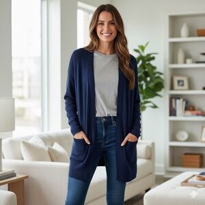 Terra & Sky Women's Deep Blue Cardigan